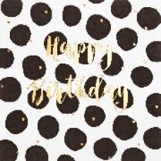 BSB Black&Gold képeslap (15x15 cm), fekete pöttyös, Happy Birthday (állvány)