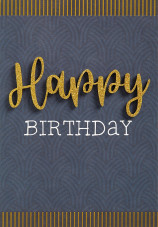BSB Lettering képeslap, kék-arany, Happy Birthday (állvány)