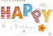 BSB képeslap, Happy Birthday színes feliratos (állvány)