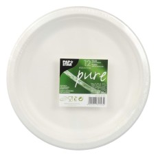 Papstar tányér, cukornád pure (23x2 cm, 12db) fehér /12