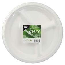Papstar 3részes tányér, cukornád pure (26x2 cm, 12db) fehér /12