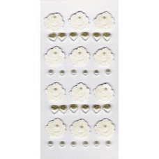 Rössler matrica esküvői/ fehér rózsa(12), gyöngyház szív(12), gyöngy(12)