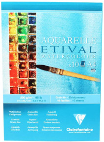 CLF aquarelltömb (A4, 21x29,7 cm, 200 g/m2, 10 lap) etival/ vízfestékhez