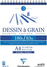 CLF vázlattömb (A4, 21x29,7 cm, 180 g, 30 lap, spirálos) dessin á grain