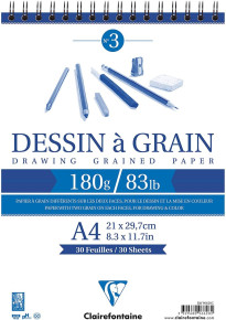 CLF vázlattömb (A4, 21x29,7 cm, 180 g, 30 lap, spirálos) dessin á grain
