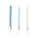 Amscan gyertya, fehér-kék, spirálcsíkos, 10db