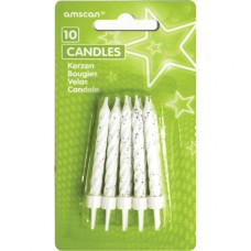 Amscan gyertya, fehér, glitteres, 10db