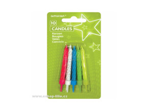 Amscan gyertya, színes, glitteres, 10db