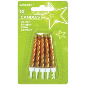 Amscan gyertya, arany, spirálos, 10db