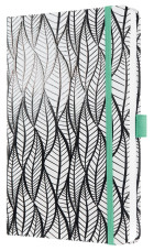 Sigel Jolie notesz  von. 13,5x20,3 cm, whitened leaves, fehér, levélmintás, Beauty