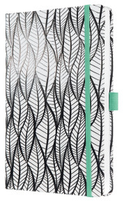 Sigel Jolie notesz  von. 13,5x20,3 cm, whitened leaves, fehér, levélmintás, Beauty