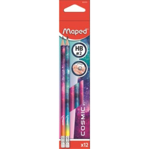 Maped HB ceruza radírral, háromszögletű, univerzum, 2-féle /12