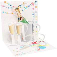 Popshots képeslap, négyzet, pezsgőspoharak