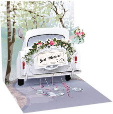 Popshots képeslap, négyzet, esküvői autó