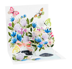 Popshots képeslap, mini, virágcsokor, pillangók, Mason Jars