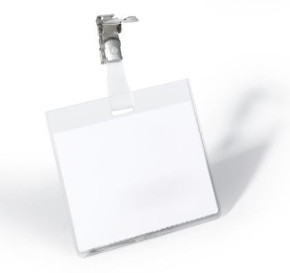 DURABLE névkitűző (60x90 mm) forgatható fémcsipesszel, fekvő (S.F.) /25