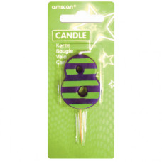 Amscan számgyertya 8, lila, csíkos, 6cm