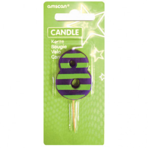 Amscan számgyertya 8, lila, csíkos, 6cm