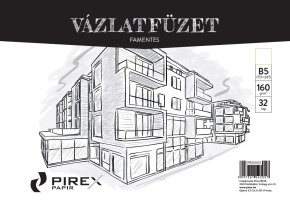 PIREX vázlatfüzet B/5, 32 lap, 120g, spirálos, famentes / 10