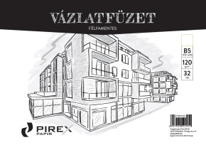 PIREX vázlatfüzet B/5, 32 lap, 120g, spirálos, félfamentes / 10