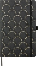 BSB notesz (A5, 240 old. von, gumipántos) fekete-arany, Art Deco Gold, Castelli Milano