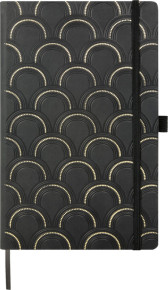 BSB notesz (A5, 240 old. von, gumipántos) fekete-arany, Art Deco Gold, Castelli Milano